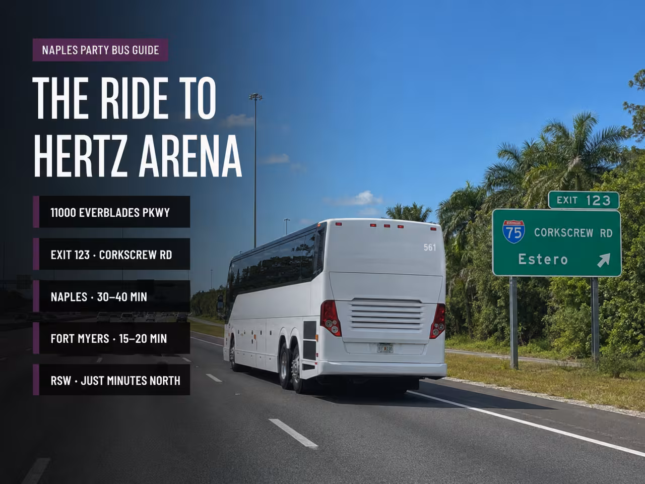 Charter motorcoach on the highway on the way to Hertz Arena