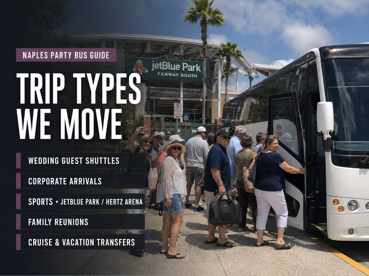 Travelers boarding a shuttle bus for an airport transfer at RSW