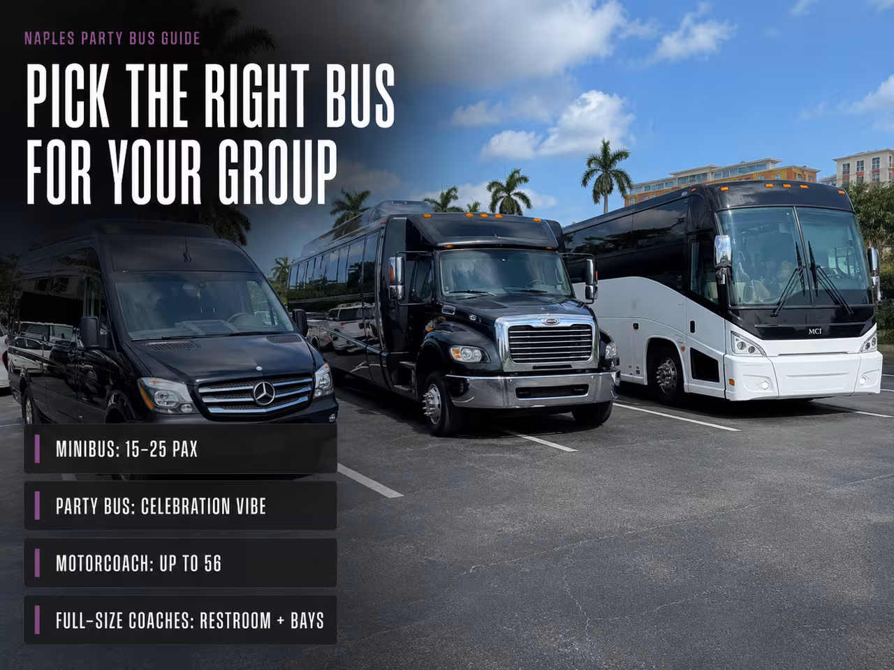 Party bus and charter motorcoach options for a Universal Orlando group trip