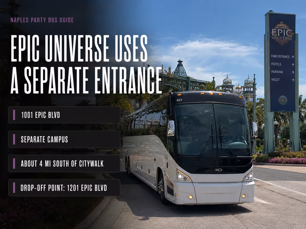 Group walking toward the Epic Universe entrance at Universal Orlando