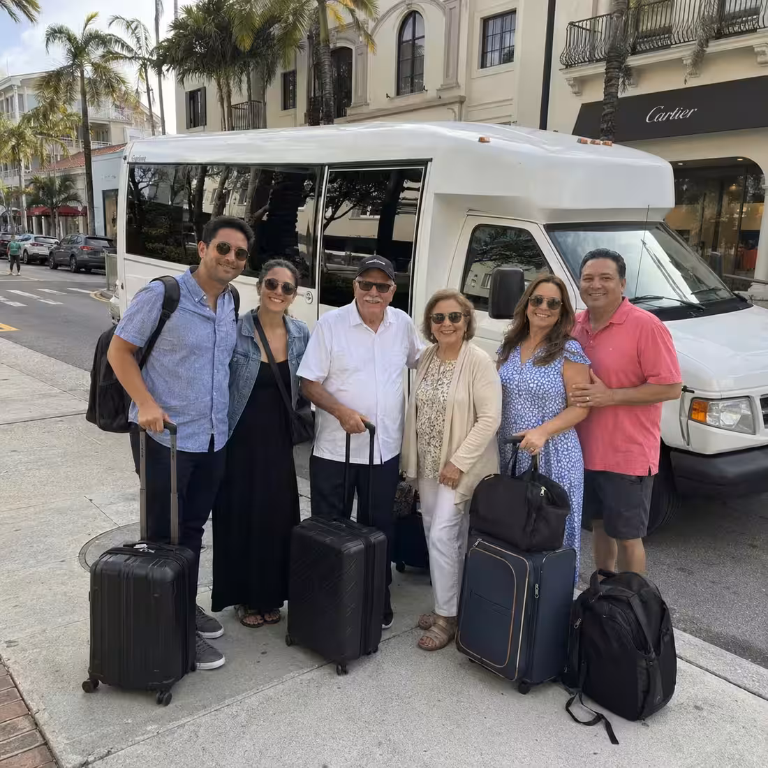 Passengers boarding a Naples minibus with luggage