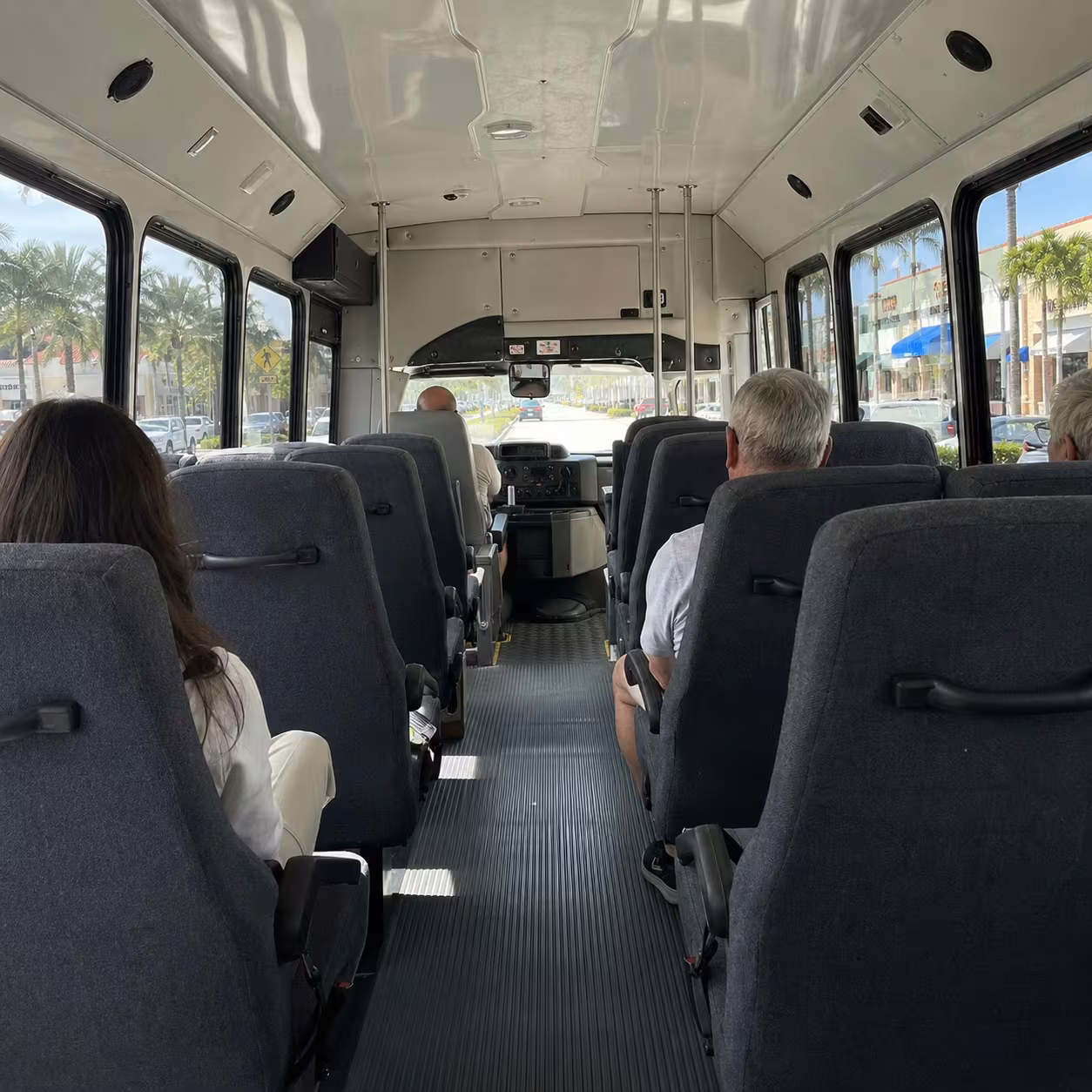 Interior seating of a Naples minibus on a route