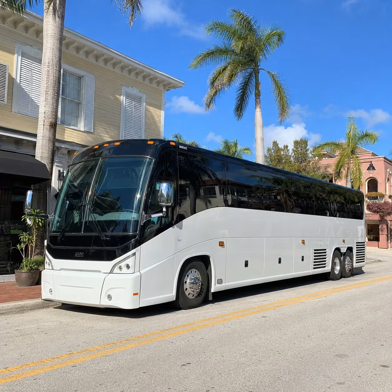 Naples 56-passenger charter bus exterior for group transportation