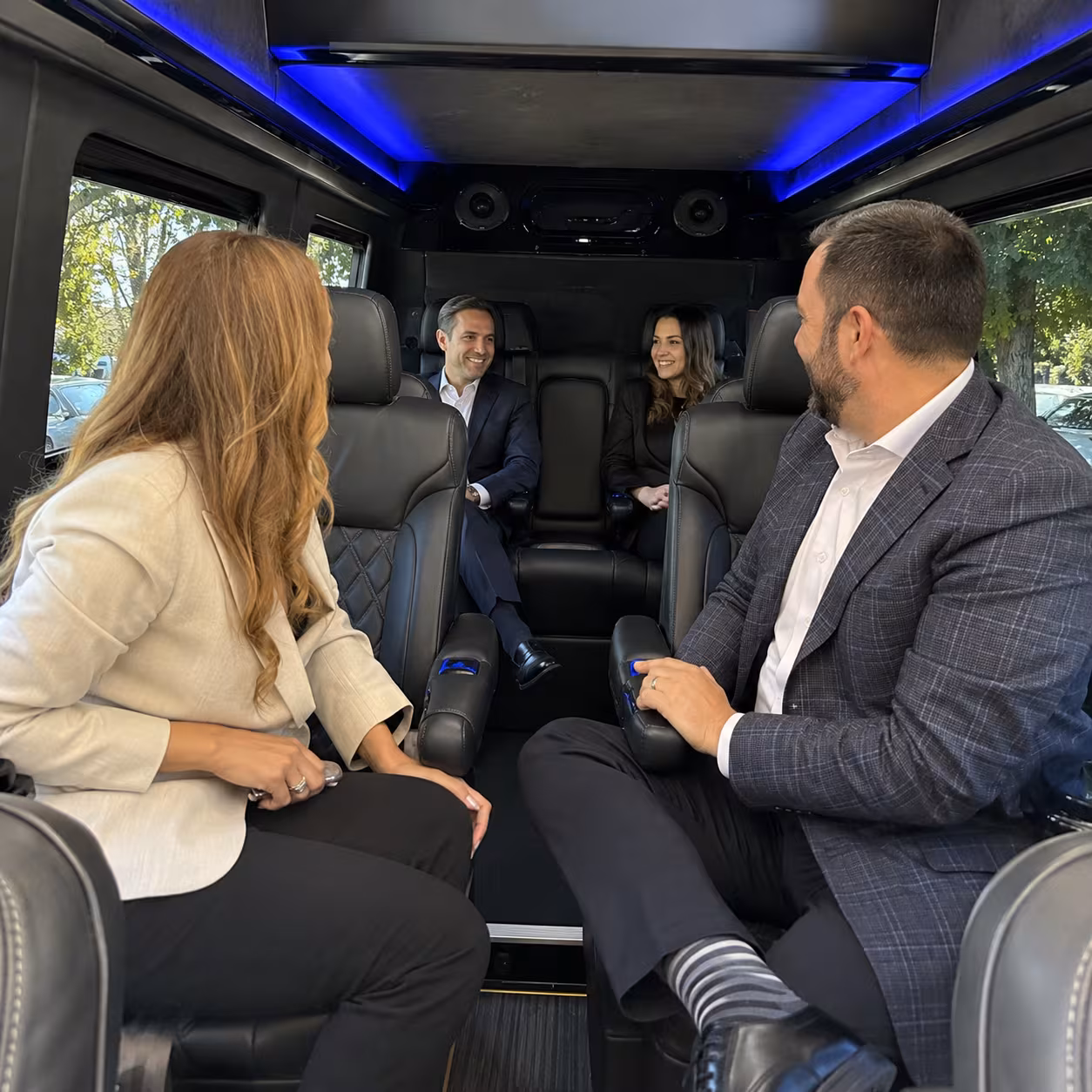 Executive Mercedes Sprinter van interior for Naples group transportation