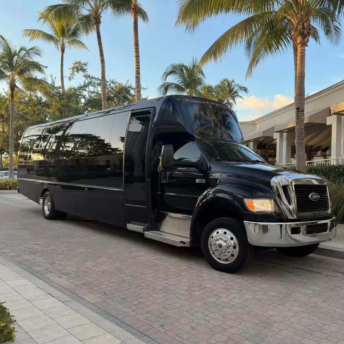 Party bus parked for a private event in Naples, Florida
