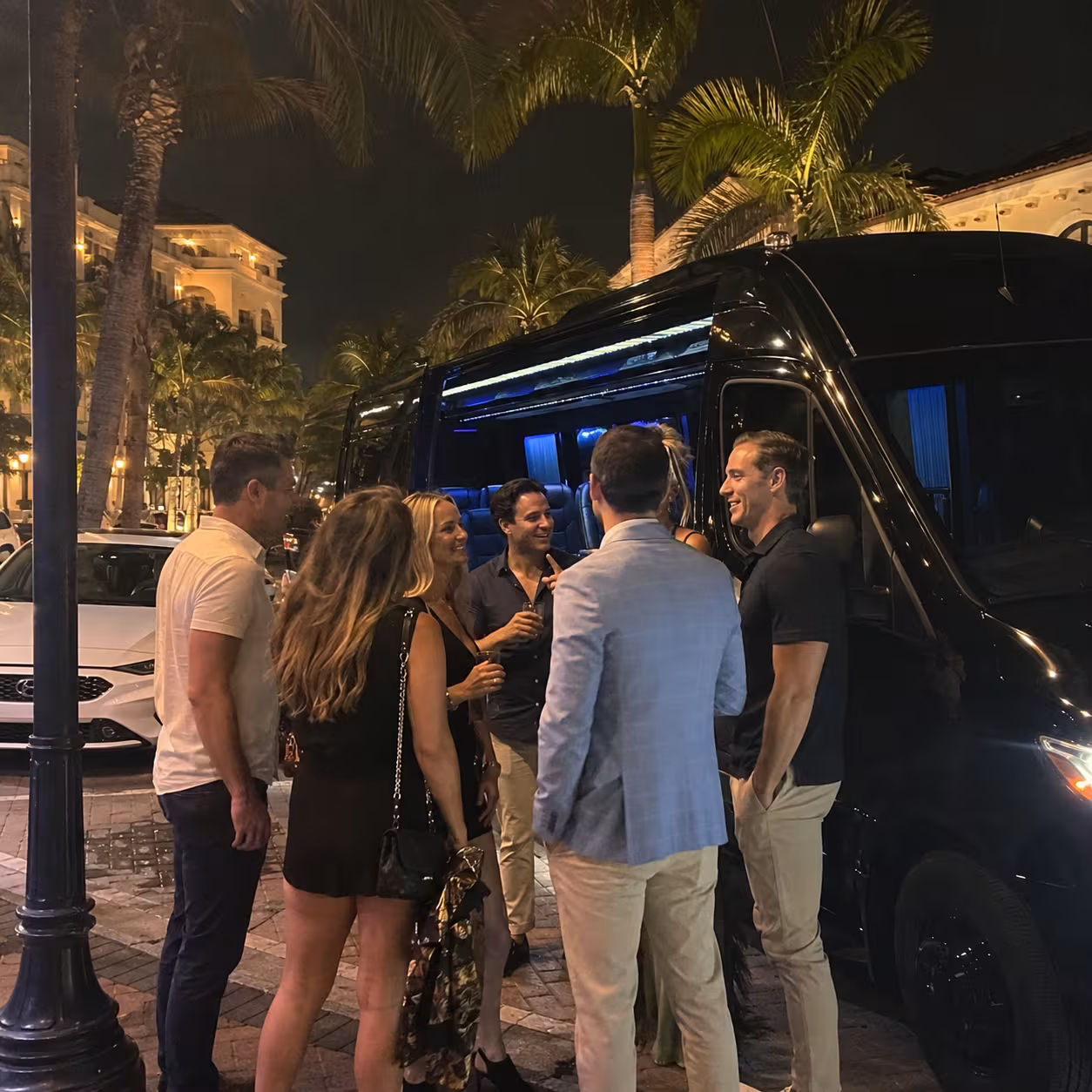 Evening arrival at a stop on a Naples pub crawl