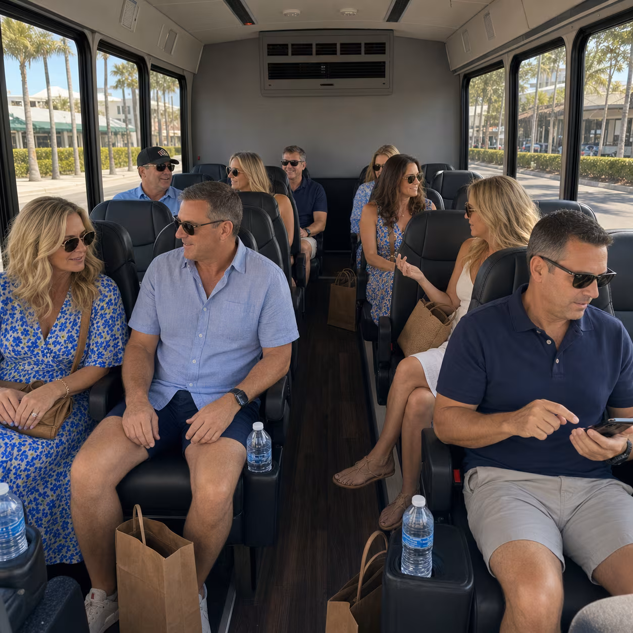 Minibus interior for a Naples brewery and taproom crawl