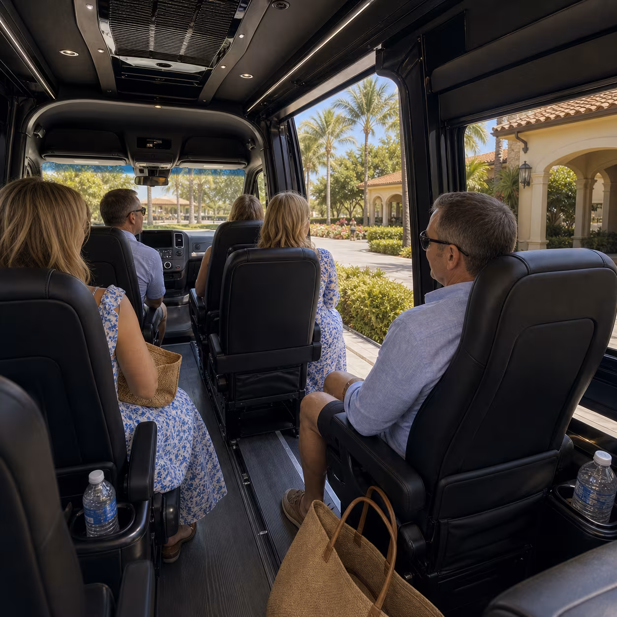 Sprinter van arrival for a Naples winery day trip